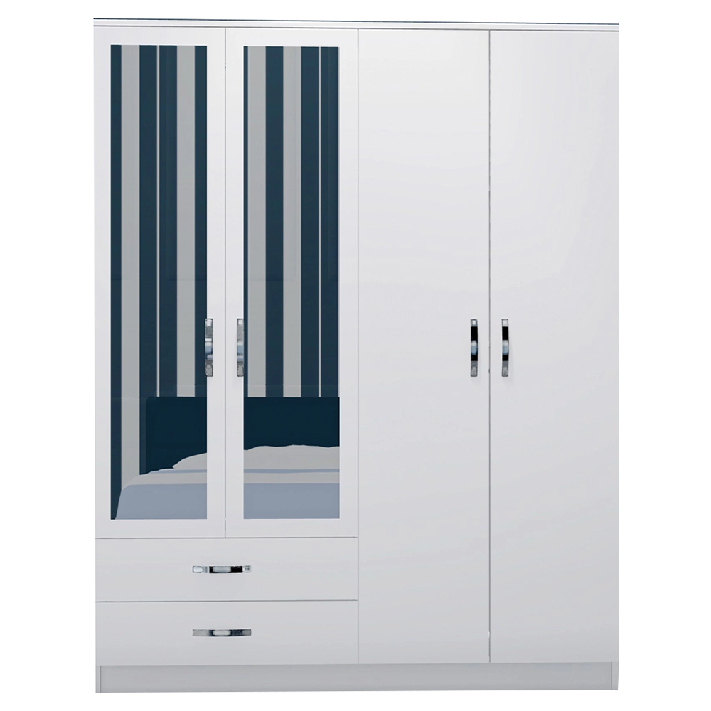 Mirror wardrobe , 4 doors with 2 drawers , white (MF5-169) / made in eu