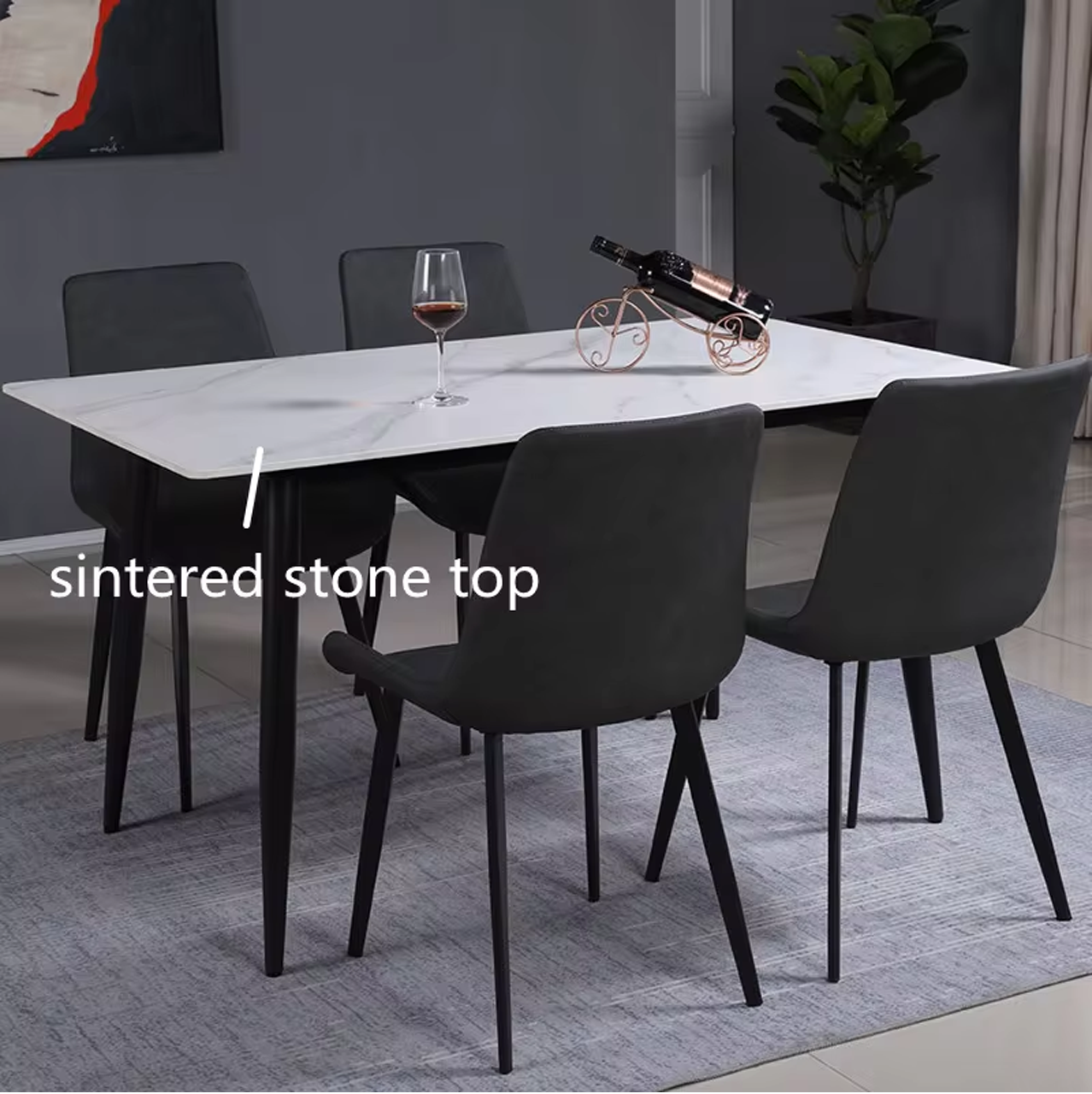 Dining set marble top 140X80CM 4 Chairs + 1 Table (DA1157-DA2687)