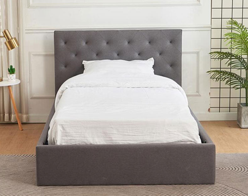 Bed (NPT) Queen - grey fabric (152x190cm) storage bed with gas lift