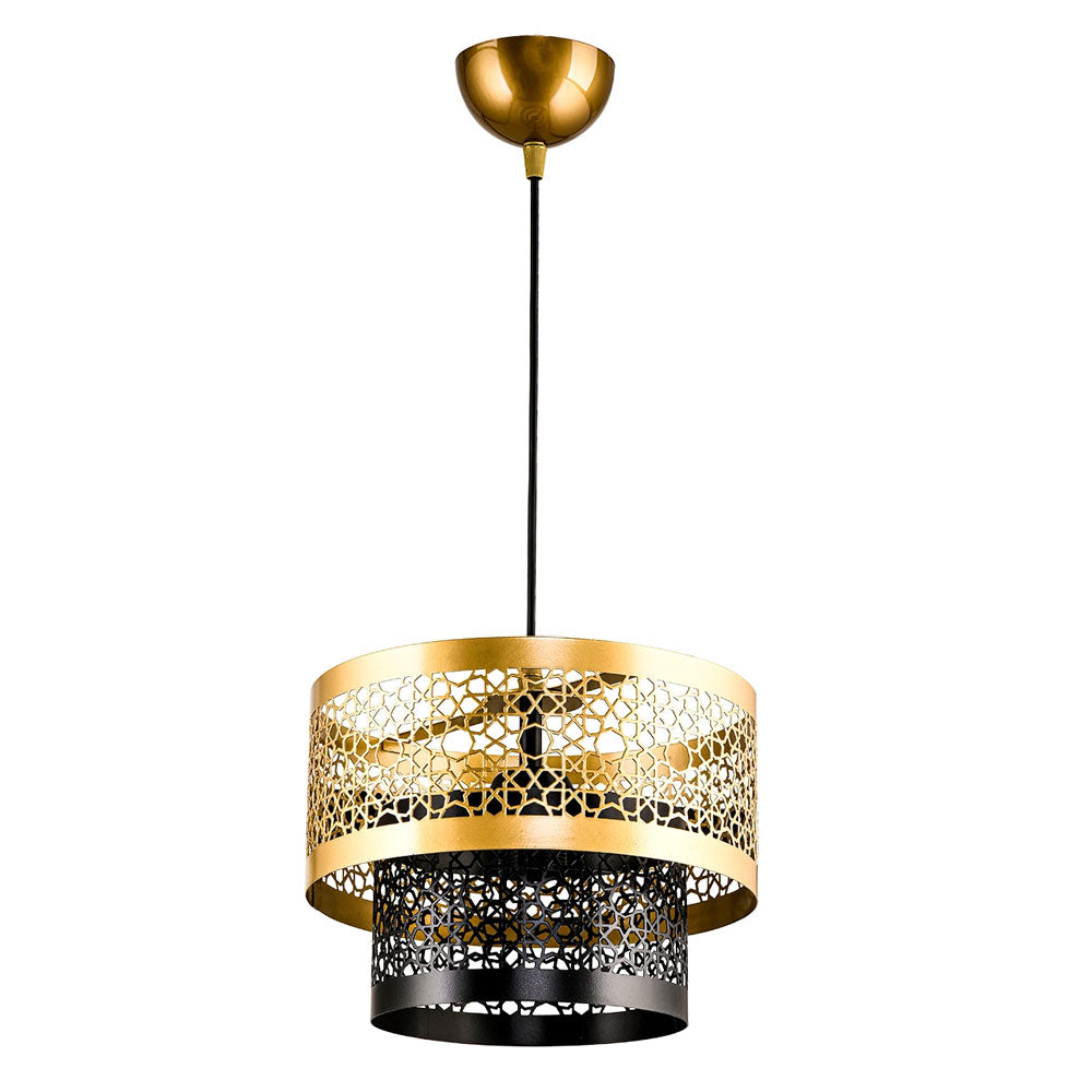Dede two-layer metal pendant lamp cake chandelier, black tinted DE6-302