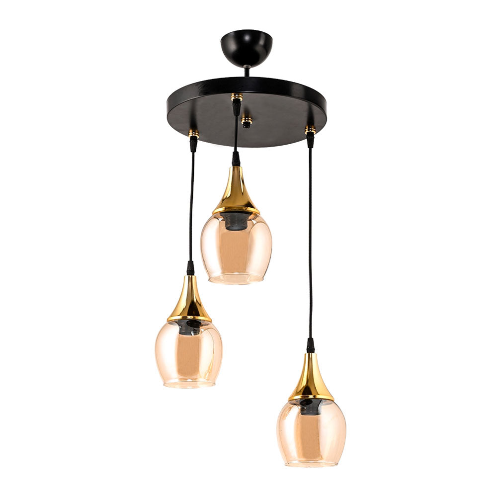 Dede embudo triple tray pendant light chandelier, gold huni honey DE6-309