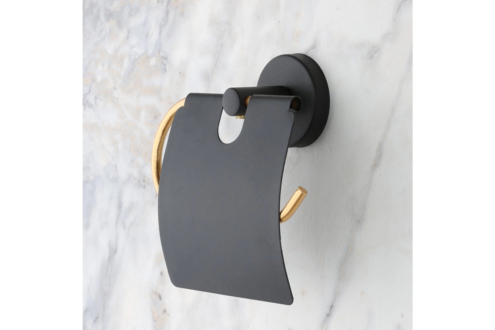 May bathroom toilet paper holder with gold lid, black (YM2-109)