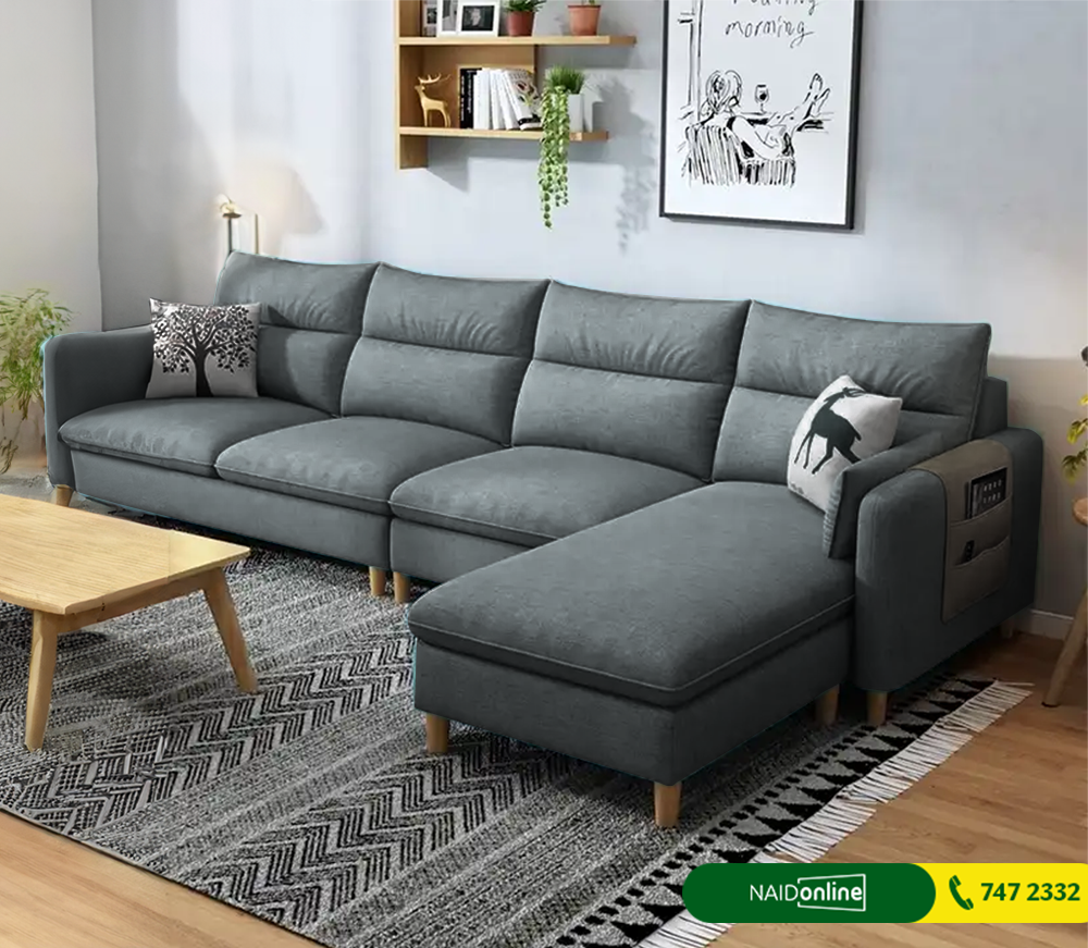 Sofa Set 3 Seater with Ottoman Grey SFB2047