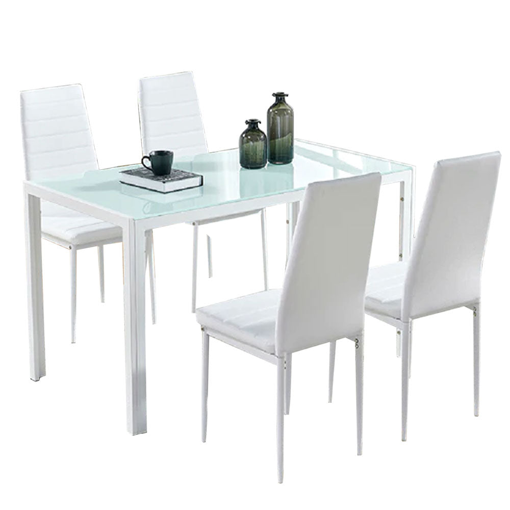 Dining set white 120x70CM 4 chairs + 1 table