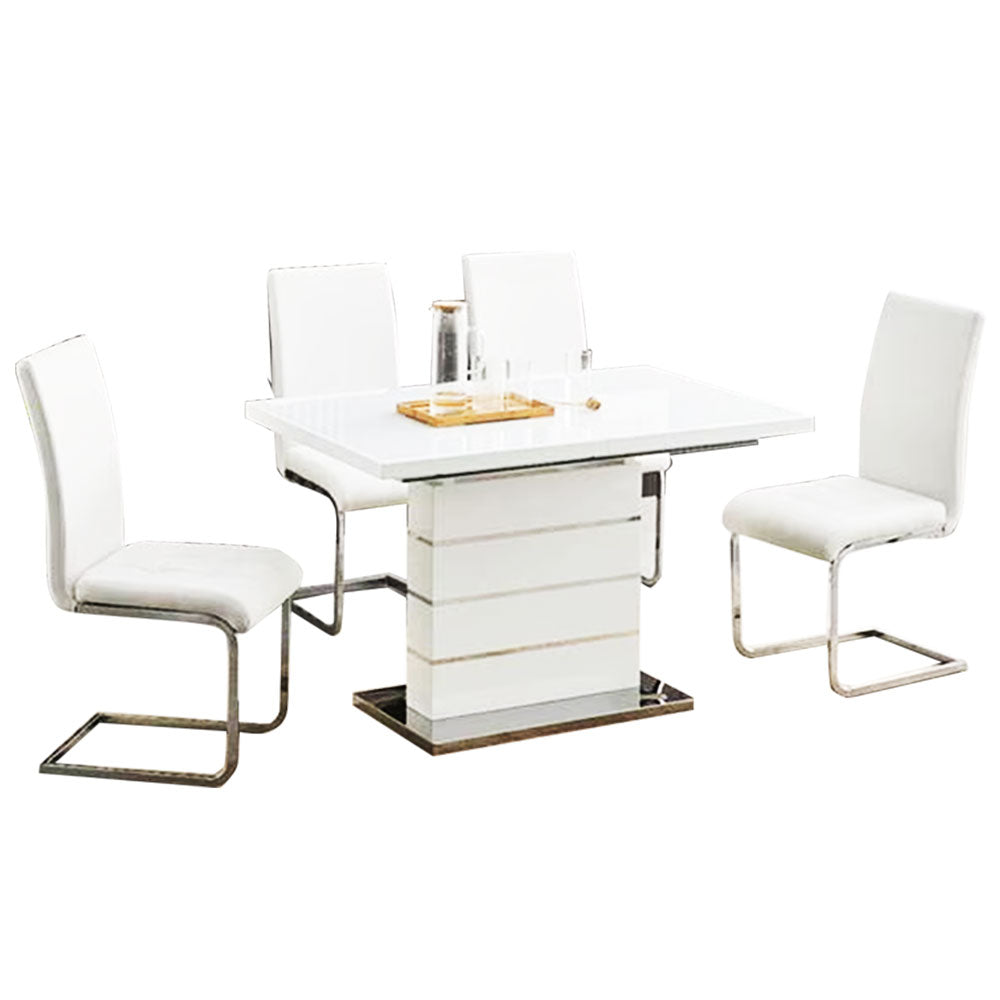 Dining set white 140x80CM 4 Chairs + 1 Table (DA1128-DA2057)