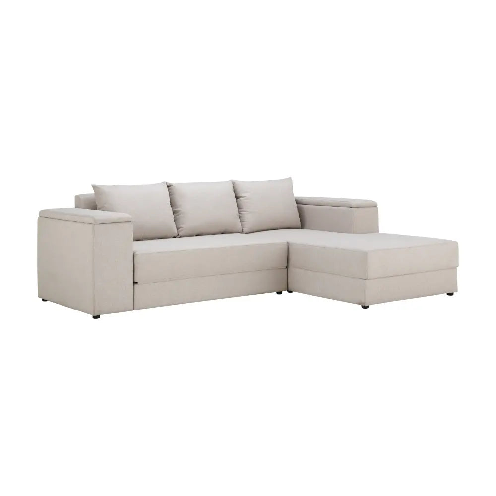 Steven l-shape sofa bed fabric (right) light brown