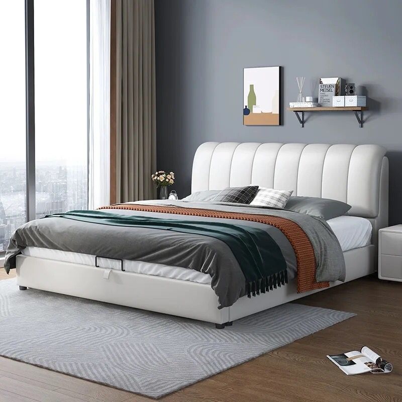 Storage bed queen white 152x200cm #623