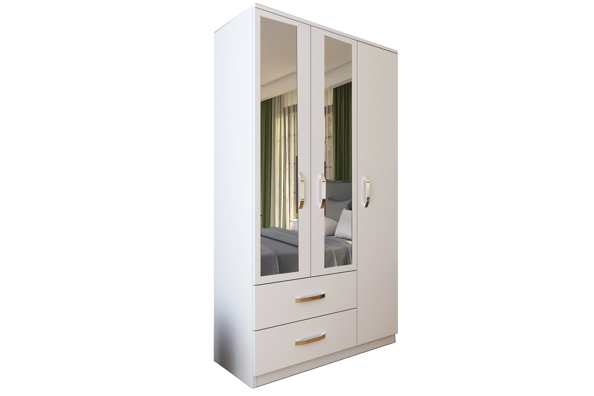 Mirrored wardrobe 3 doors with 2 drawers (MF5-316) made in eu