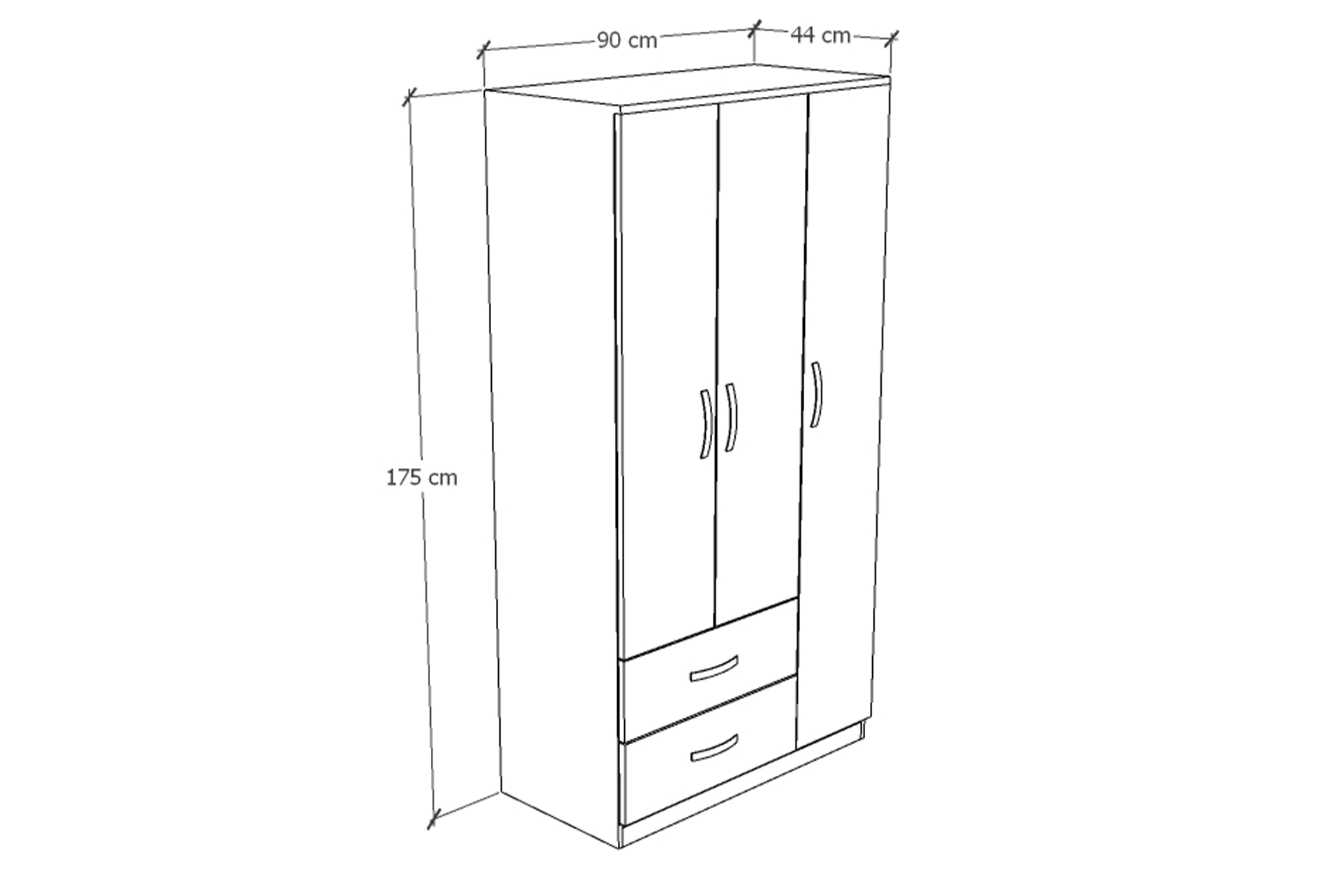 Mirrored wardrobe 3 doors with 2 drawers (MF5-316) made in eu