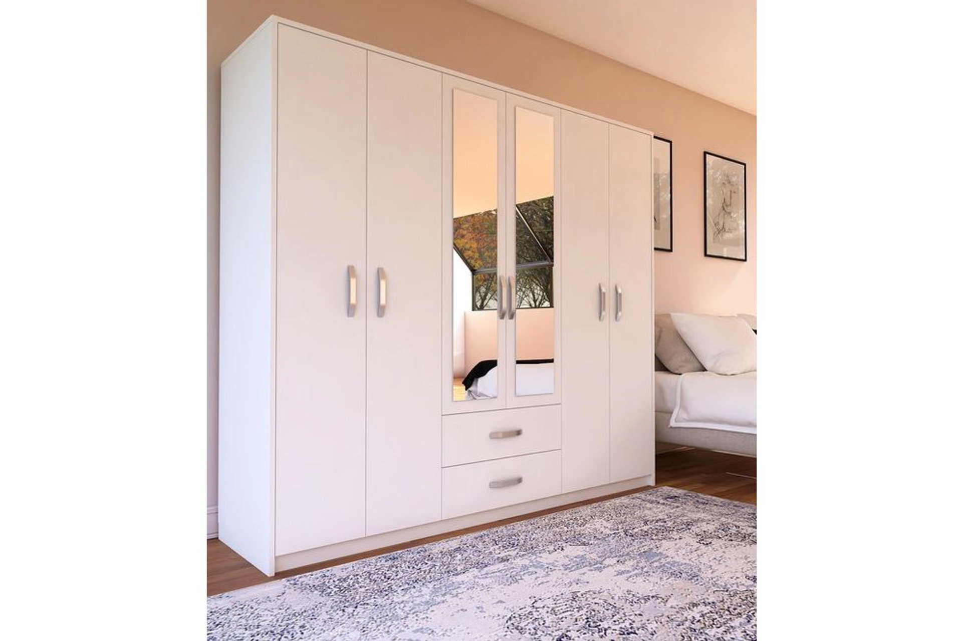 Mirror wardrobe , 6 doors with 2 drawers (MF5-107) / made in eu