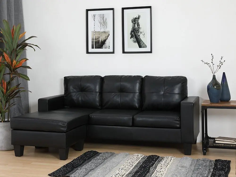 Furinbox L-shape pvc sofa, Arden black