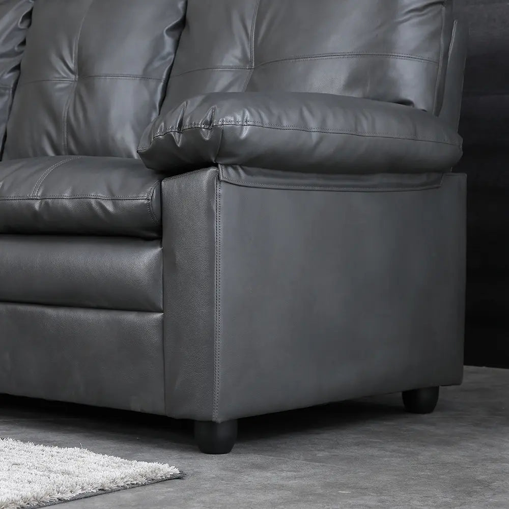 Furinbox augusta pvc sofa 3 seaters - dark grey