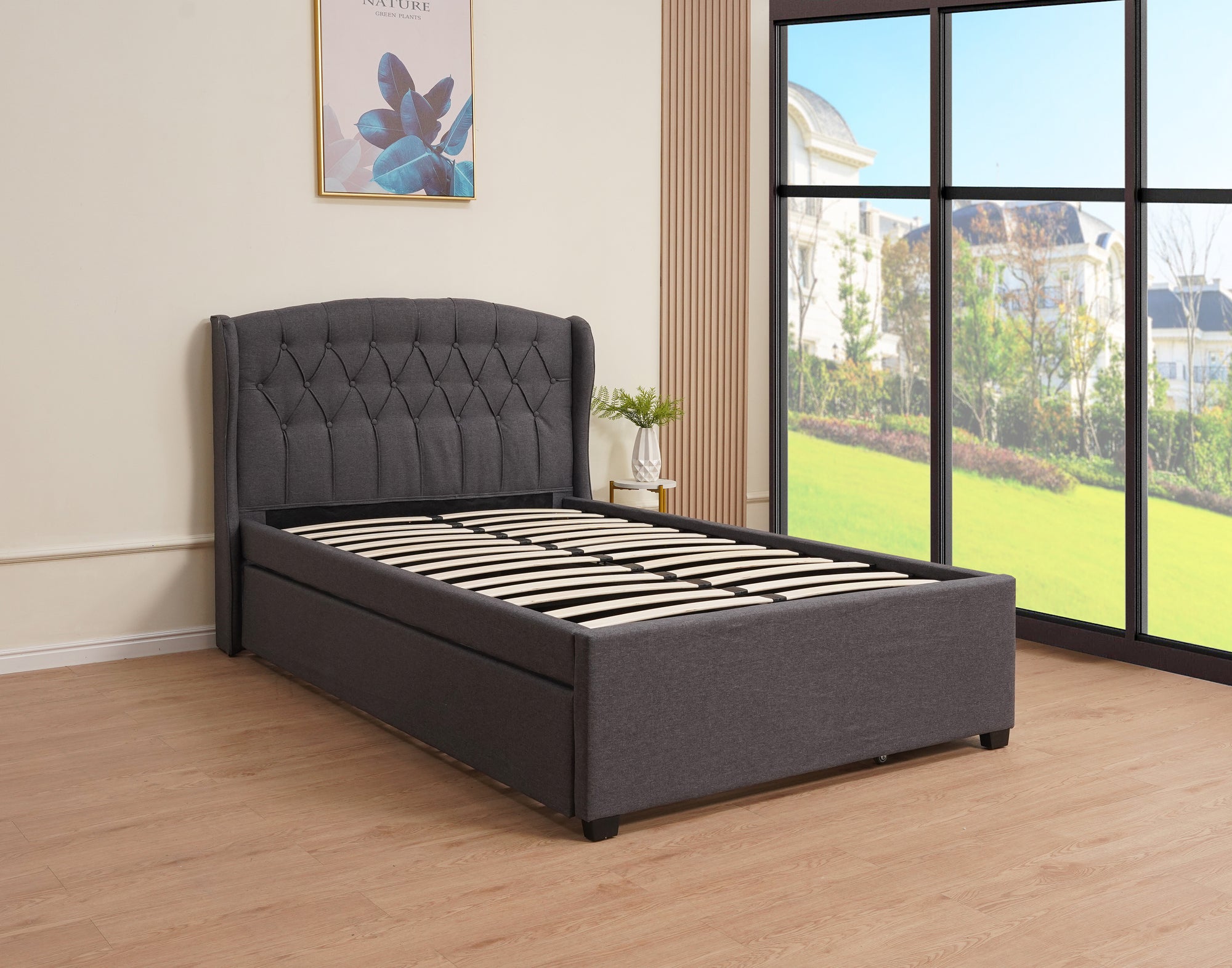 Bed Pull-Out (SSS-A315) Double + Single - Grey , Top (Double Bed 120x200cm) - Down Bed Single 90x190CM) (Copy)