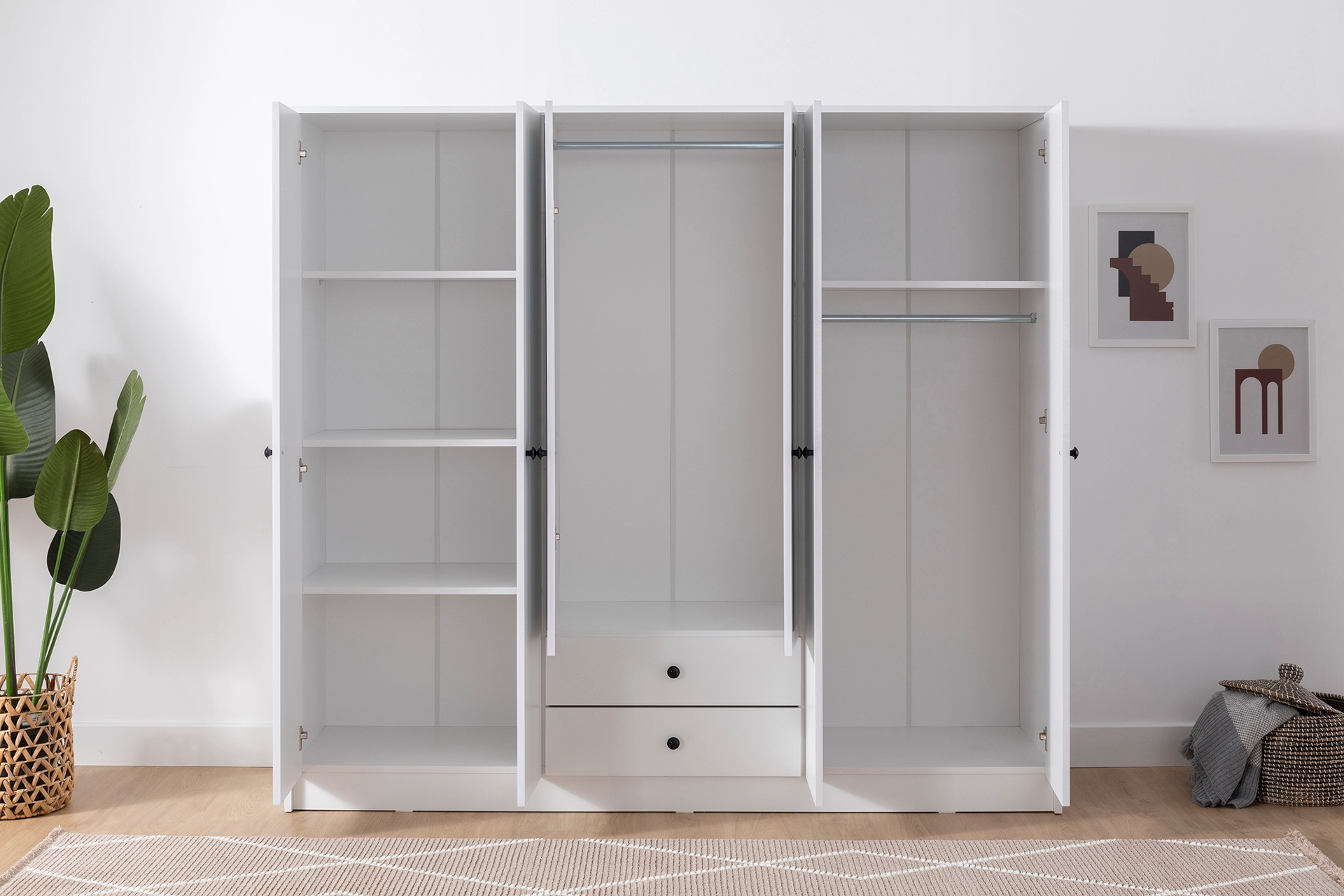 Mirror Wardrobe, 6 Doors with  2 Drawer (MF5-298) / made in eu