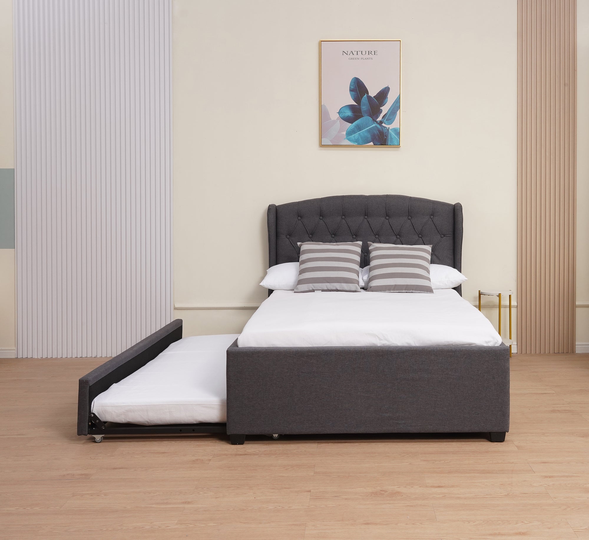 Bed Pull-Out (SSS-A315) Double + Single - Grey , Top (Double Bed 120x200cm) - Down Bed Single 90x190CM) (Copy)