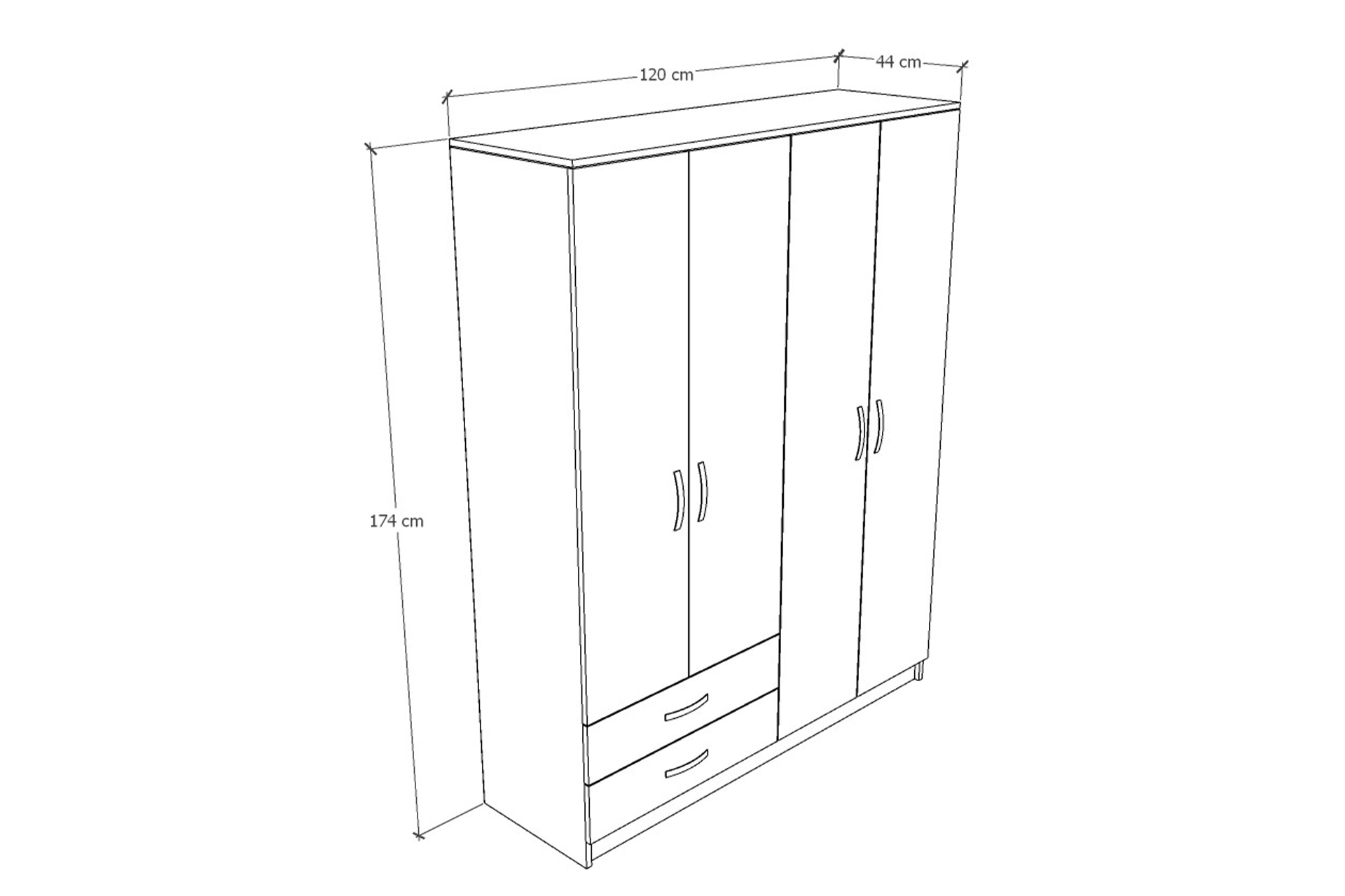 Mirror wardrobe , 4 doors with 2 drawers , white  (MF5-169) / made in eu