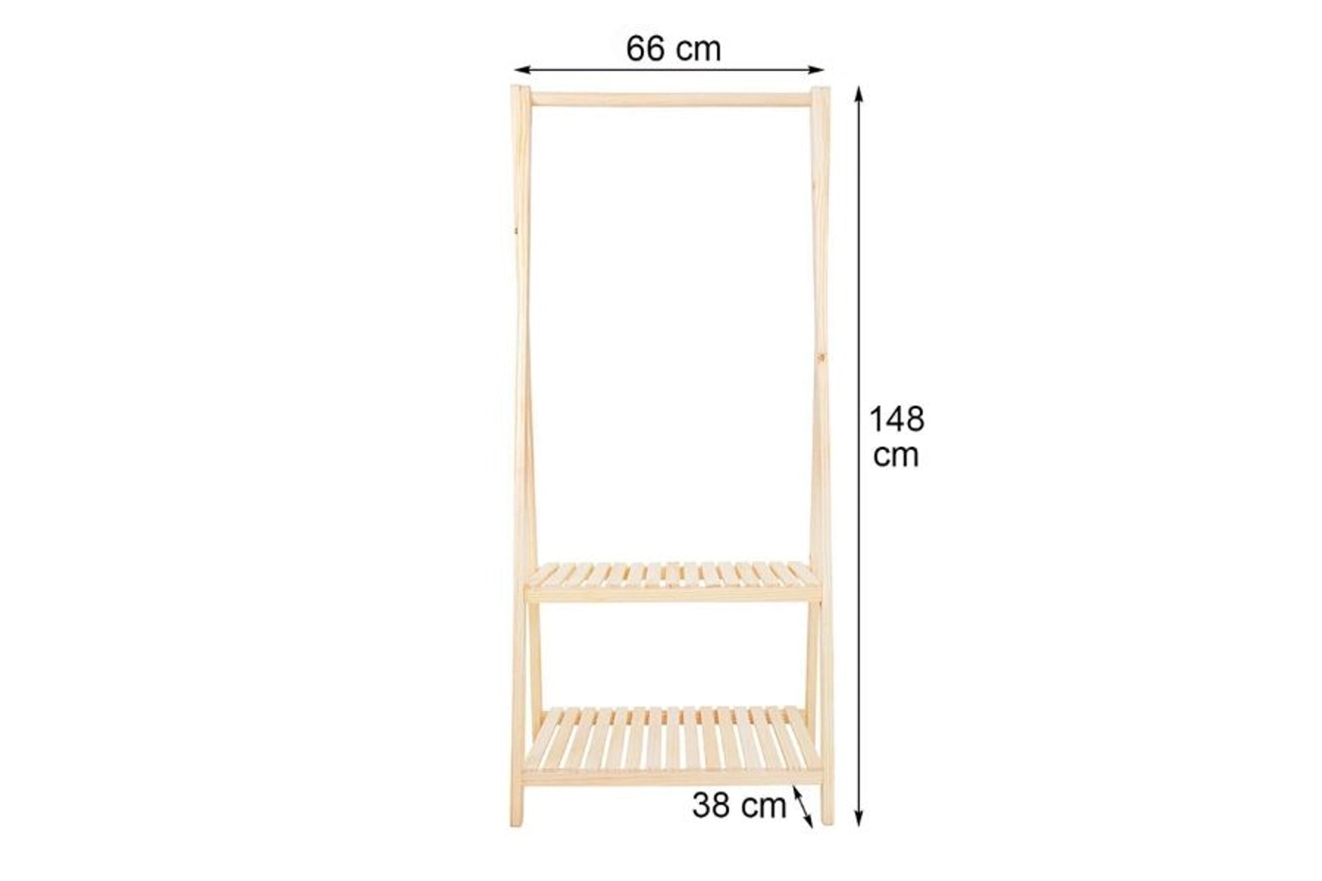 Wooden cloth hanger, 2 shelves, 148x66  (PX6-137)