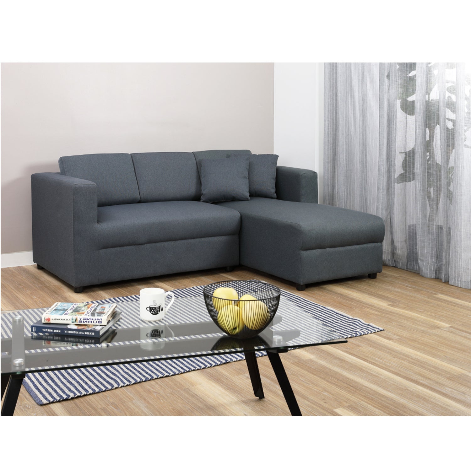 Jim fabric L-shape sofa grey