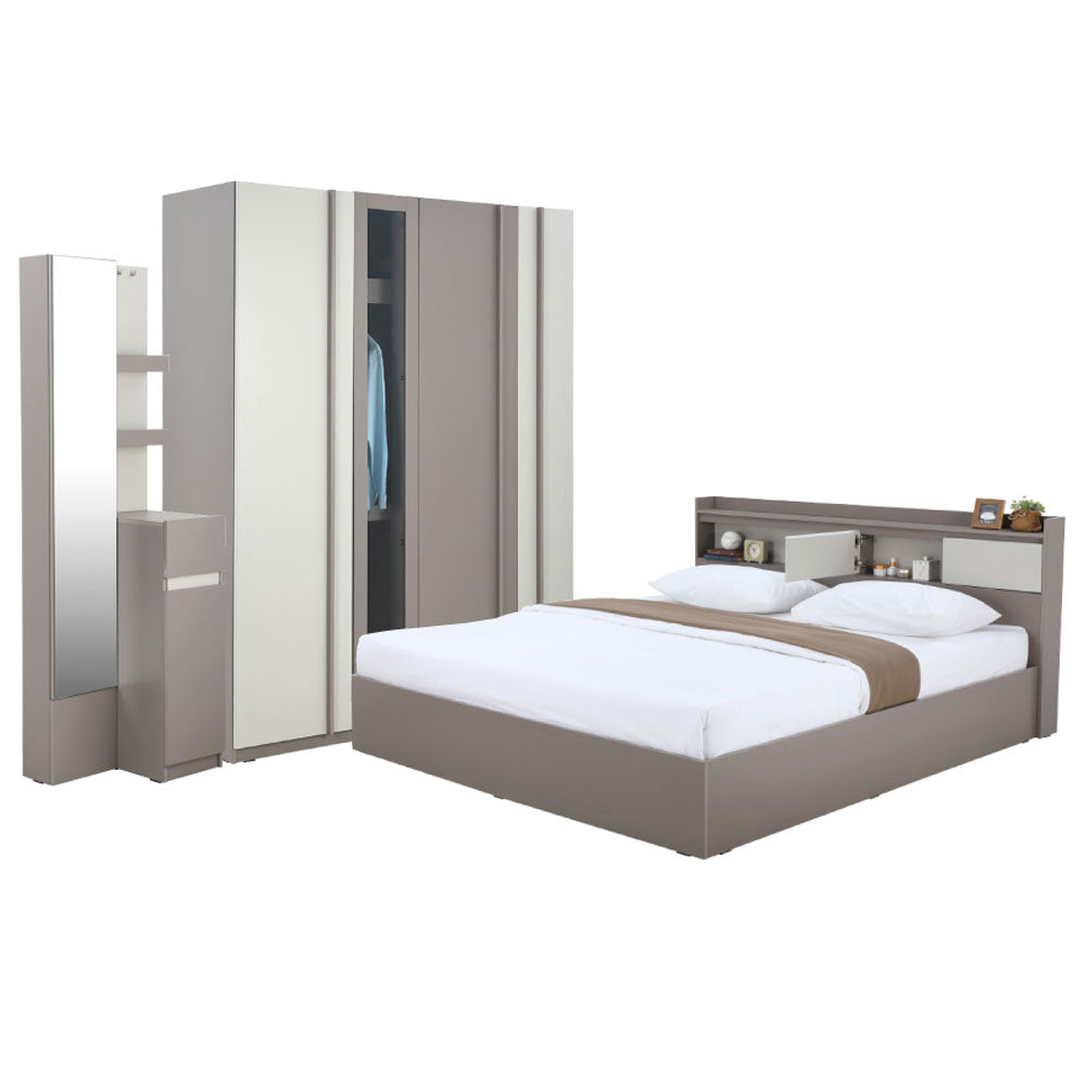 MELODIAN Bedroom Set 5 ft. (Bed, 4 D-Wardrobe, D-Table) - White (Copy)