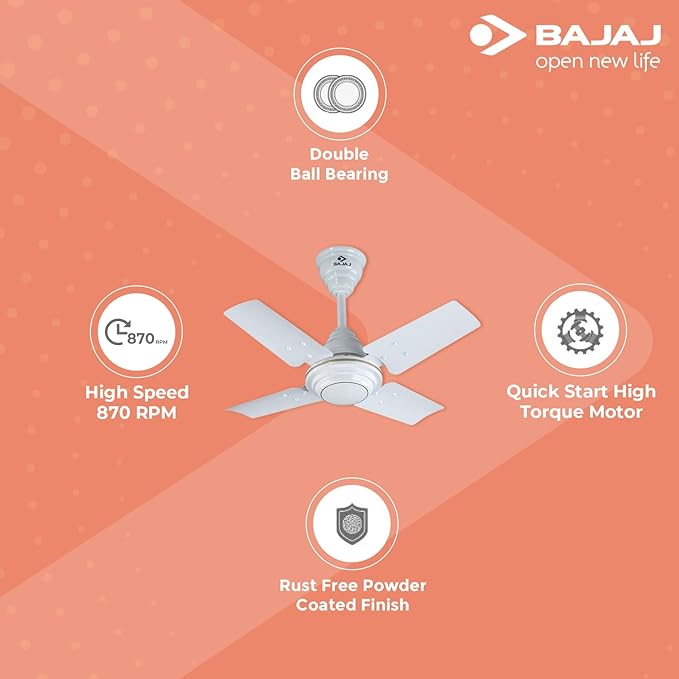 BAJAJ WHITE CEILING FAN 600MM - MAXIMA-24'' (130051)