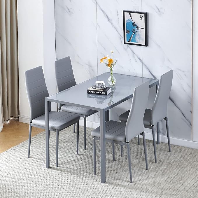 Dining set grey 120x70CM 4 Chairs + 1 Table(DA138 - DA258)