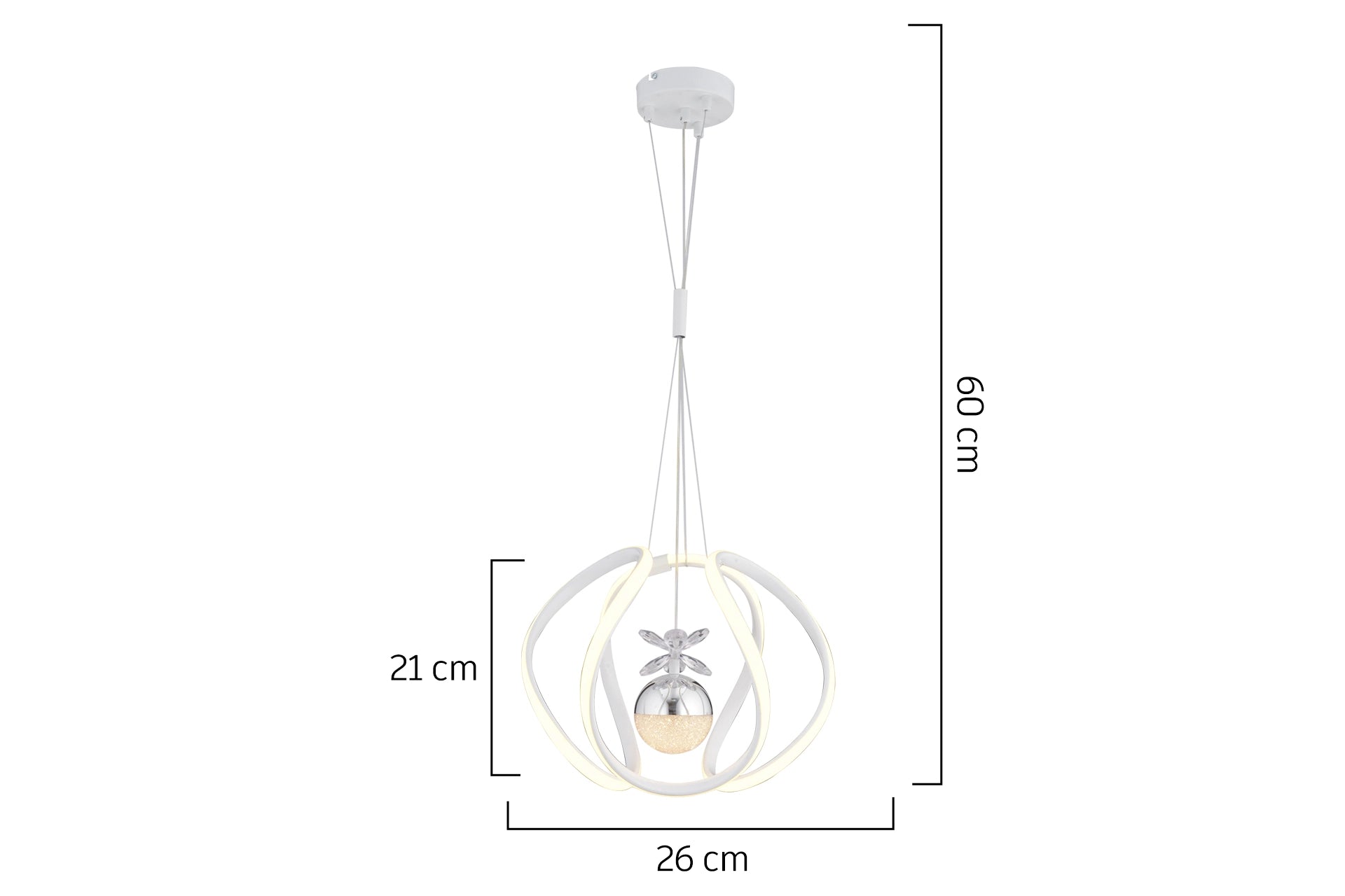 Leroy single 3 colored led chandelier, white chrome LQ3-3991