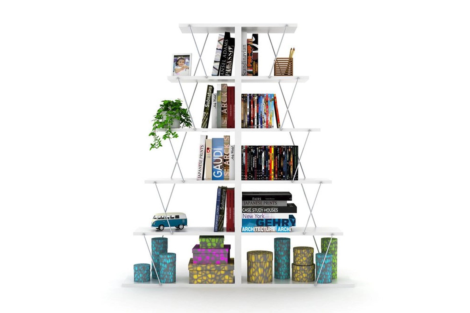 Bookshelf, white chrome (RE3-336)  / made in eu