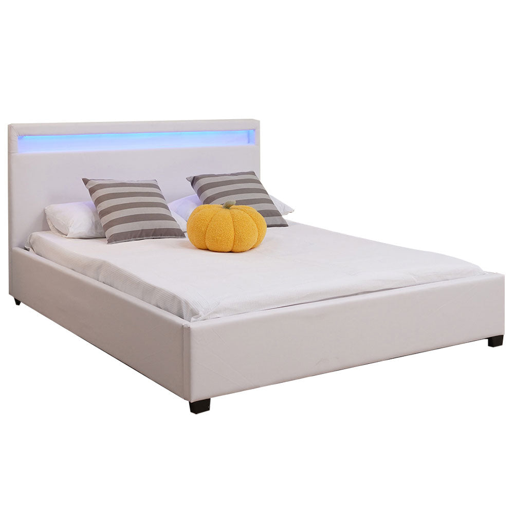 Bed (SSS-A506) King - White PU  (180X200CM) storage bed with gas lift