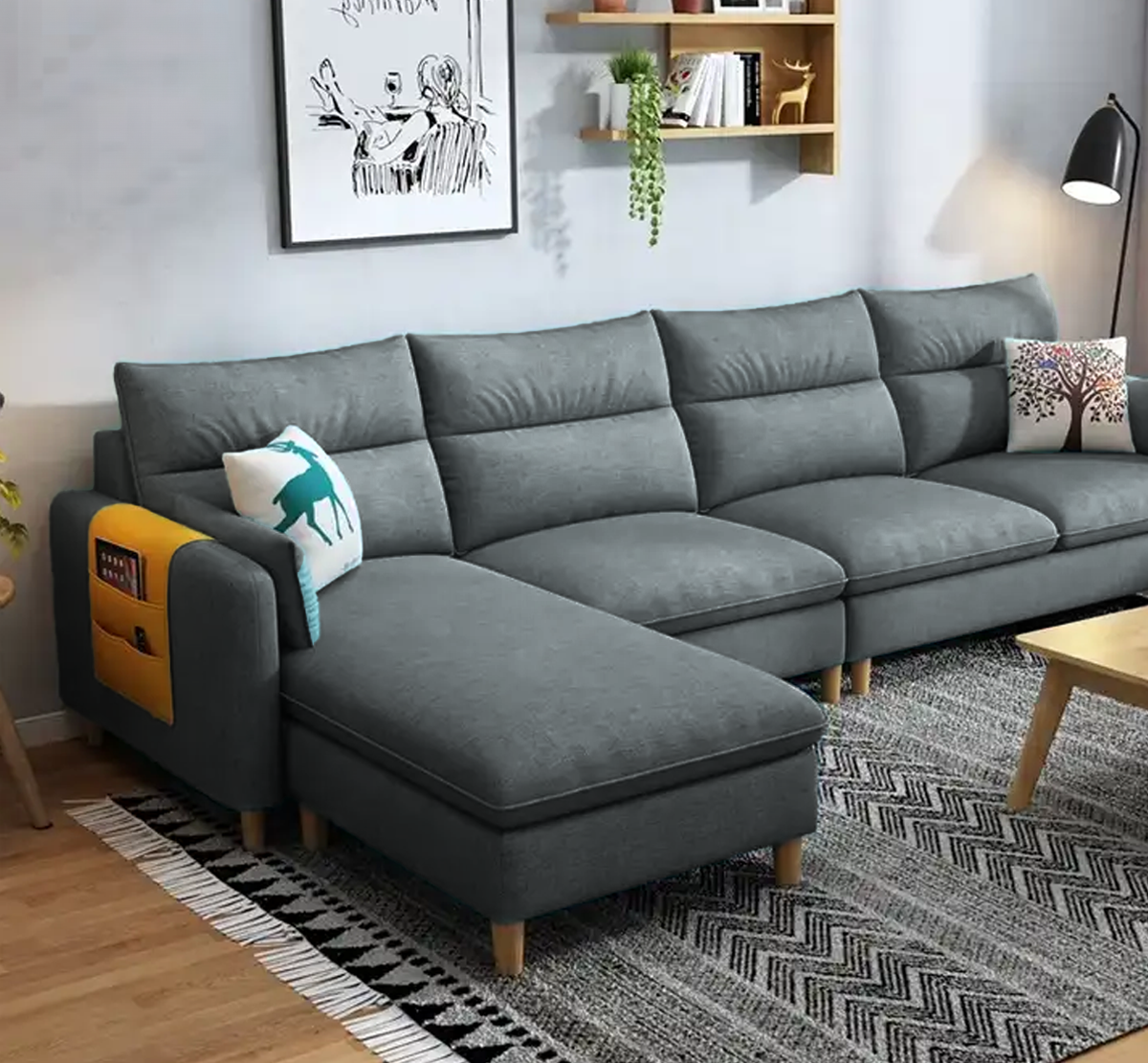 Sofa Set 3 Seater with Ottoman Grey SFB2047