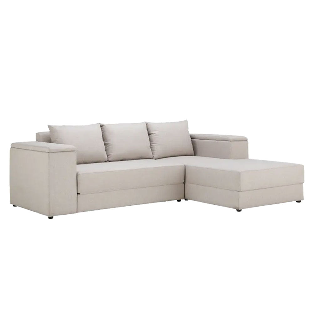 Steven l-shape sofa bed fabric (right) light brown